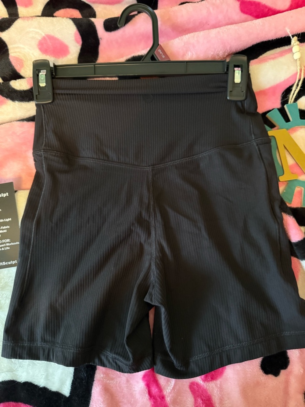 Avia Black Ribbed High-Waist Bike Shorts
